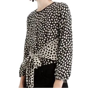 J. Crew Size 00P polka dot tie 100% silk blouse